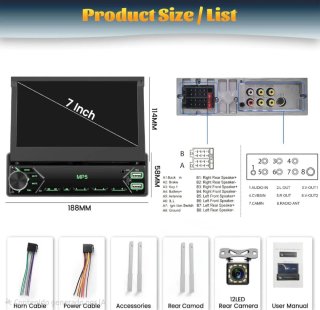 Radio Coche MP5 Pantalla Retráctil Bluetooth