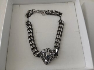 Braccialetto EGO Testa di Leone Argento Nero