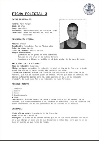 Juego Caso policial para resolver: Andy Allen