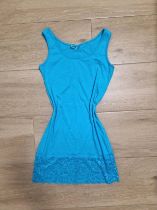 Canottiera Janice Y2K con pizzo azzurra M