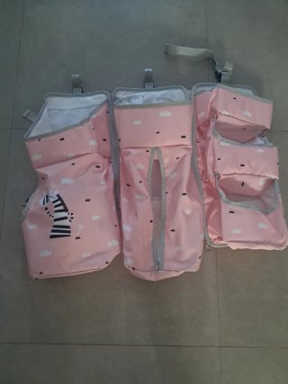 Organizador Cuna Bebé Rosa Nubes Cebra