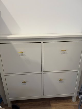 Zapatero Ikea Hemnes Blanco y Dorado