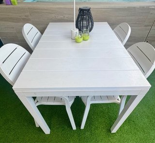 Mesa extensible jardín y 4 sillas