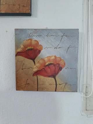 Dos cuadros decorativos flores con relieve