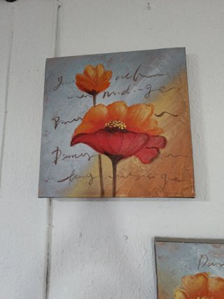 Dos cuadros decorativos flores con relieve