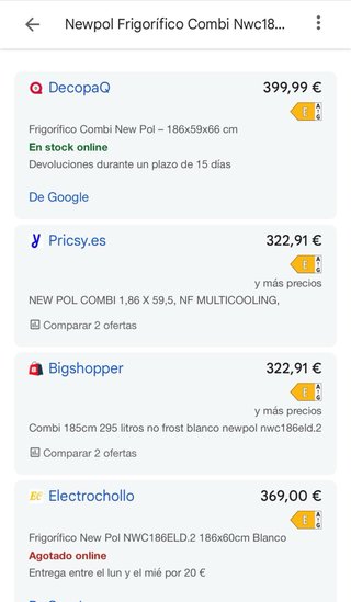 Frigorífico combi NEW POL 186cm