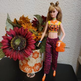 Muñeca barbie con conjunto estampado