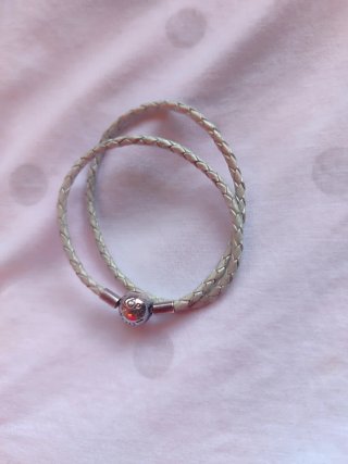 Pulsera Cuero Pandora Doble Vuelta Plata