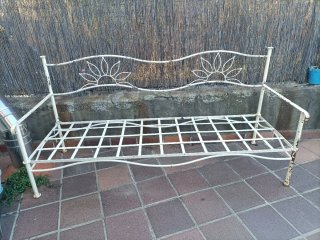 Banco de jardín hierro forjado blanco