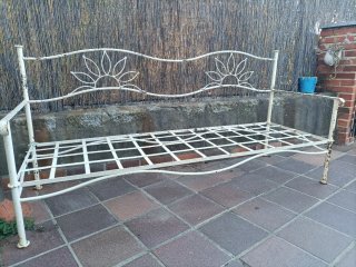 Banco de jardín hierro forjado blanco