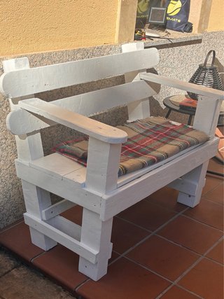 Banco artesanal blanco Ibiza