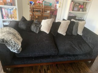 Mueble, sofá de plumón, 3 cabeceros terciopelo