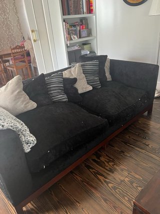 Mueble, sofá de plumón, 3 cabeceros terciopelo