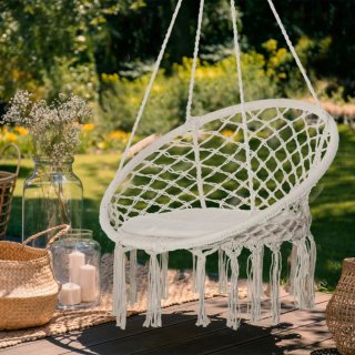 Silla Colgante Macramé Beige