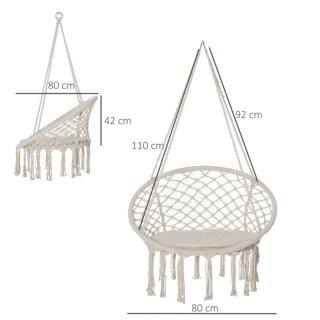 Silla Colgante Macramé Beige