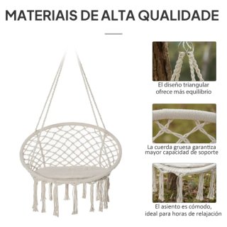 Silla Colgante Macramé Beige