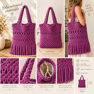Bolso artesanal reversible morado