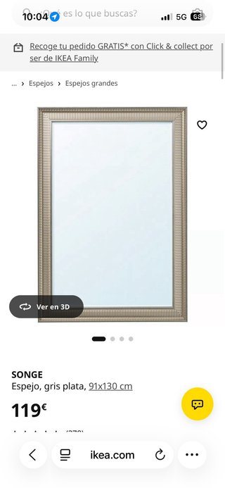 Espejo IKEA SONGE Plata