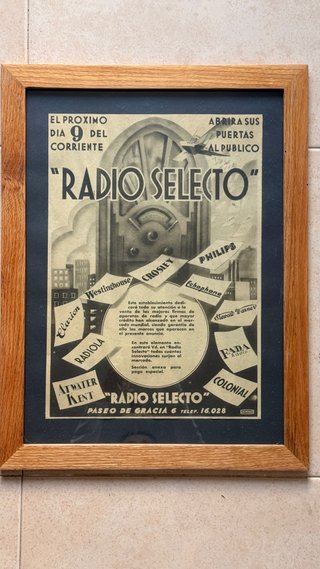 Anuncio Antiguo Radio Selecto Enmarcado