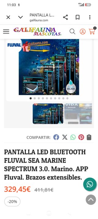 Fluval Marine 3.0 Bluetooth LED Aquarium Light.