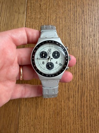 Orologio Swatch Irony Cronografo Argento Bianco