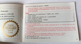Instrucciones en español Juego TENNIS GAME BOY