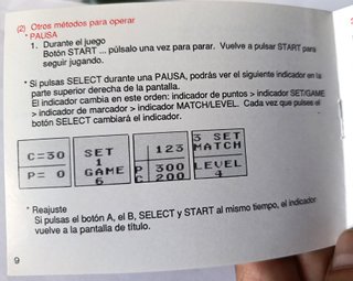 Instrucciones en español Juego TENNIS GAME BOY