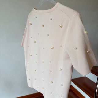 Maglia rosa cipria con perline
