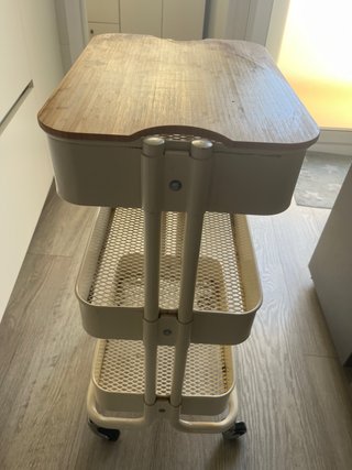 Carrito Auxiliar Cocina Madera y Metal Beige