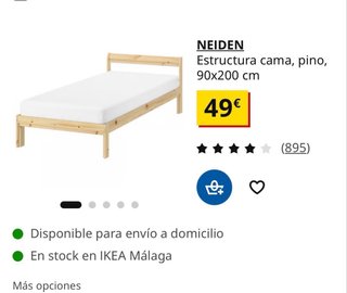 Somier de madera Ikea con colchón 90