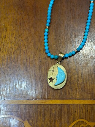 Collana vintage oro 750 con luna e stella
