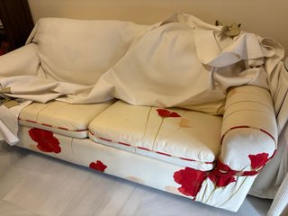 Sofá Cama Beige y Multicolor