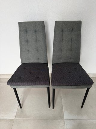 Juego de 2 sillas de comedor grises y patas negras