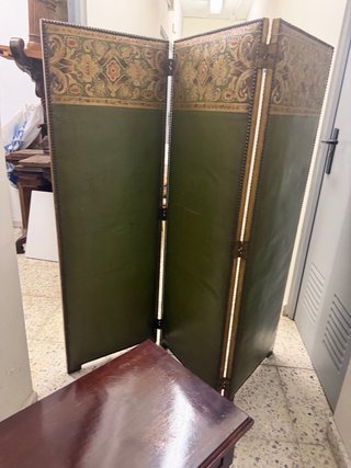 Biombo Vintage Verde y Dorado