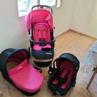 Carrito Bebé 3 Piezas Rosa y Negro