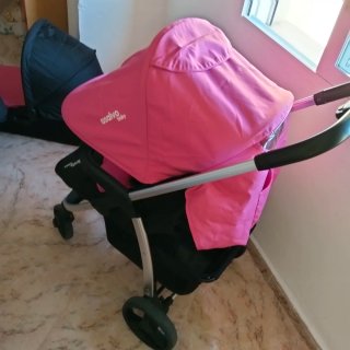 Carrito Bebé 3 Piezas Rosa y Negro