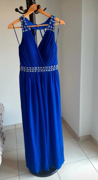 Vestido largo azul para fiesta