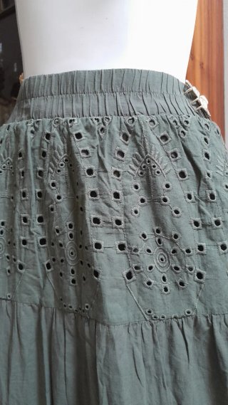 Gonna maxi cotone verde militare