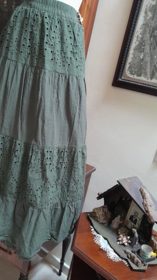 Gonna maxi cotone verde militare