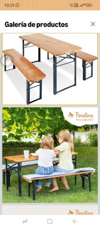 Mesa y 2 bancos Pinolino