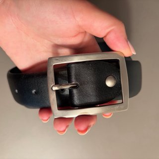 Cintura uomo pelle nera fibbia argento