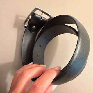 Cintura uomo pelle nera fibbia argento