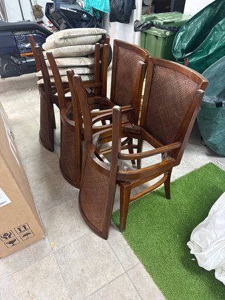 6 Sillas Comedor Madera y Mimbre