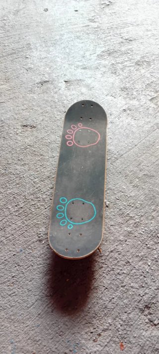 Skate con huellas pintadas