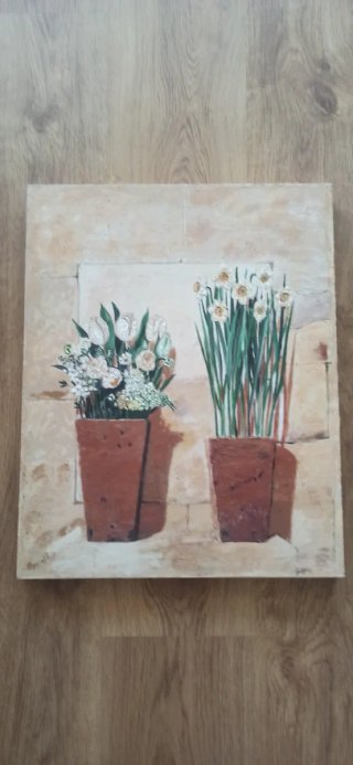Cuadro Flores en Macetas Hecho a Mano