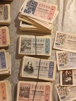 Lote 165 lotería 1974 joyas fajo pliegos raros súp