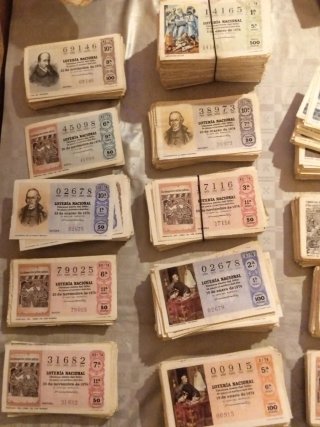 Lote 165 lotería 1974 joyas fajo pliegos raros súp