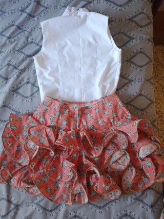 Conjunto Flamenco Blanco y Rosa 4 años
