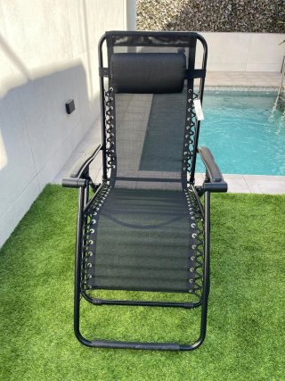 Silla Tumbona Plegable Reclinable Negra