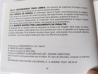 Instrucciones en español SUPER KICK OF GAME BOY